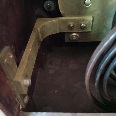 LOT 173: Antique Wood and Brass Bracket Clock