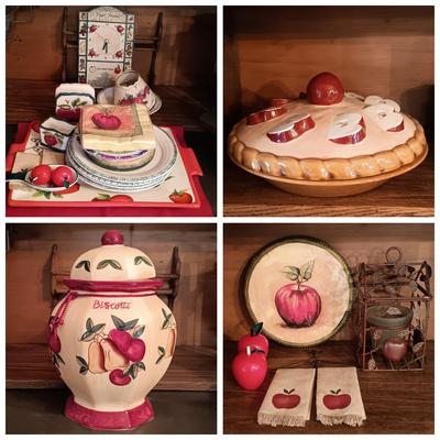 LOT 175: Large Collection of Apple Themed Kitchenware and Decor