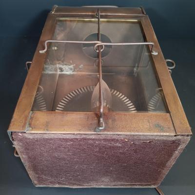 LOT 176: Electrified Brass Ship's Lantern with a Collection of Brass Decor & Lucite Paperweight