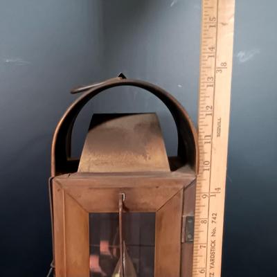 LOT 176: Electrified Brass Ship's Lantern with a Collection of Brass Decor & Lucite Paperweight