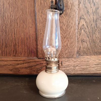 LOT 178: Pair of (2) Eagle Glass Oil Lamps w/ a 15" and 8" Glass Oil Lamp