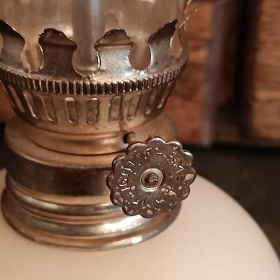 LOT 178: Pair of (2) Eagle Glass Oil Lamps w/ a 15" and 8" Glass Oil Lamp