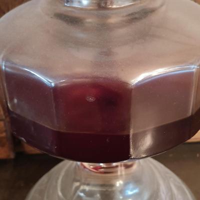 LOT 178: Pair of (2) Eagle Glass Oil Lamps w/ a 15" and 8" Glass Oil Lamp