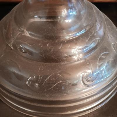 LOT 178: Pair of (2) Eagle Glass Oil Lamps w/ a 15" and 8" Glass Oil Lamp