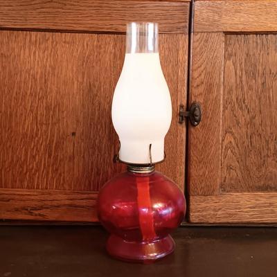 LOT 178: Pair of (2) Eagle Glass Oil Lamps w/ a 15" and 8" Glass Oil Lamp