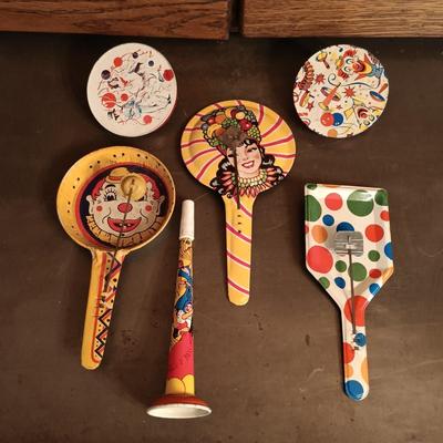 LOT 180: Cardinal Musical Clown Doll, Celluloid and Cloth Clown Doll, Frankel Porcelain Clown & More