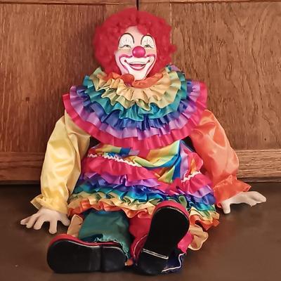 LOT 180: Cardinal Musical Clown Doll, Celluloid and Cloth Clown Doll, Frankel Porcelain Clown & More