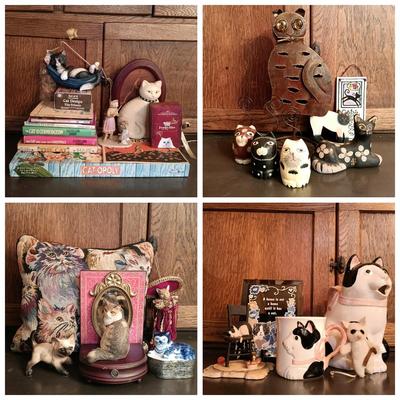 LOT 181: Large Collection of Cat-Themed Decor