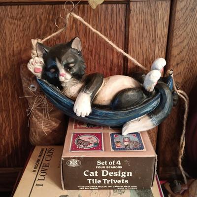 LOT 181: Large Collection of Cat-Themed Decor