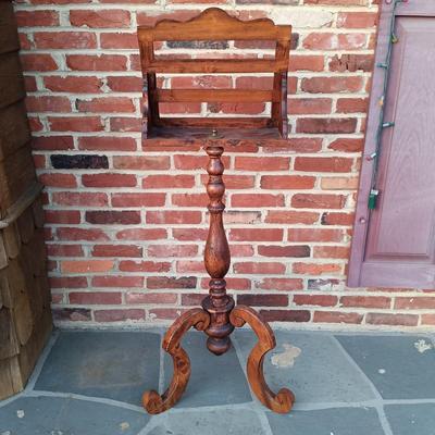 LOT 182: Antique Wood Music Stand with Violin & Bow