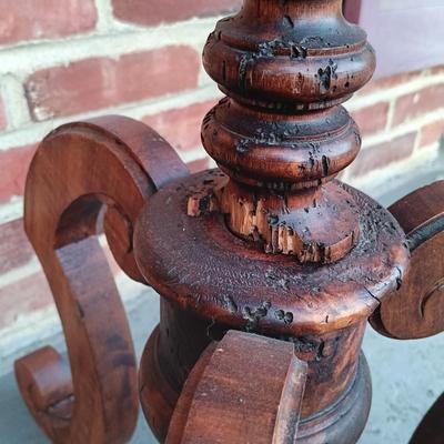 LOT 182: Antique Wood Music Stand with Violin & Bow