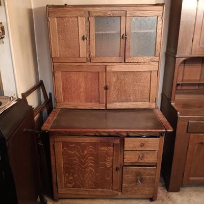 LOT 184: Antique Hoosier Kitchen Cabinet