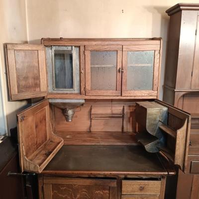 LOT 184: Antique Hoosier Kitchen Cabinet