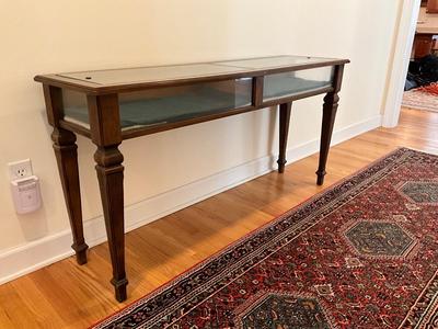 H1155 Vintage BRANDT Glass Top Sofa/ Display Table