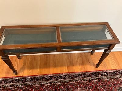 H1155 Vintage BRANDT Glass Top Sofa/ Display Table