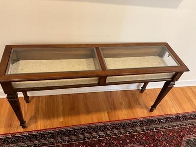 H1155 Vintage BRANDT Glass Top Sofa/ Display Table