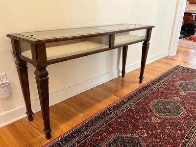 H1155 Vintage BRANDT Glass Top Sofa/ Display Table