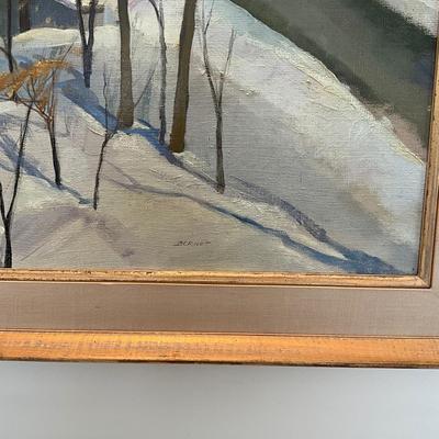 SR1160 Original Oil Painting "Ashland Covered Bridge- Winter by Bayard Berndt (1908-1987)