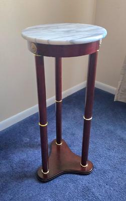 LOT 2L: Round Marble Top Plant Stand/Side Table