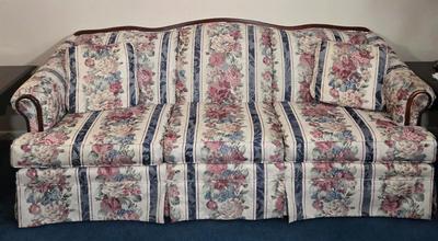 LOT 27L: Broyhill 3 Seat Sofa with 2 Accent Pillows