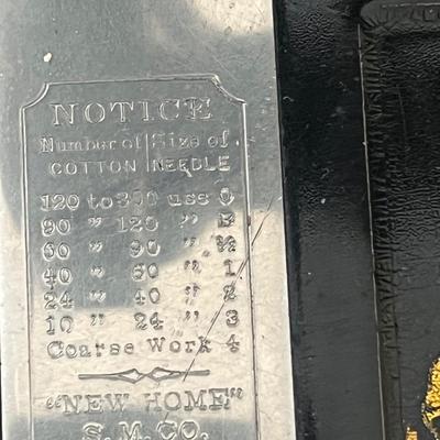 LOT 72F: Antique New Home Sewing Machine w/ Table and Cover