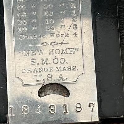 LOT 72F: Antique New Home Sewing Machine w/ Table and Cover