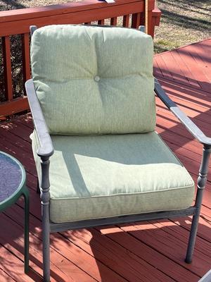 LOT 74P: Patio Furniture - Loveseat, Chairs w/ Cushions, Coffee Table, Accent Tables