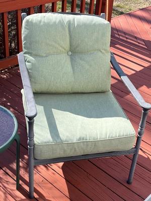 LOT 74P: Patio Furniture - Loveseat, Chairs w/ Cushions, Coffee Table, Accent Tables