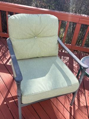 LOT 74P: Patio Furniture - Loveseat, Chairs w/ Cushions, Coffee Table, Accent Tables