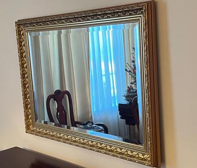 LOT 83D: Gold-Framed Beveled Wall Mirror