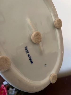 LOT 89D: Blue and White Pattern Vase and 2 Pots with Faux Plants