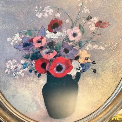 LOT 90D: Floral Themed Home Decor - Wall Hangings, Vase and More