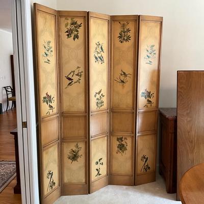 DR1170 Vintage Floral/ Bird 5 Section Room Divider