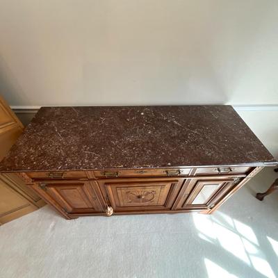 D1171 Antique Edwardian Victorian Marble Top Sideboard