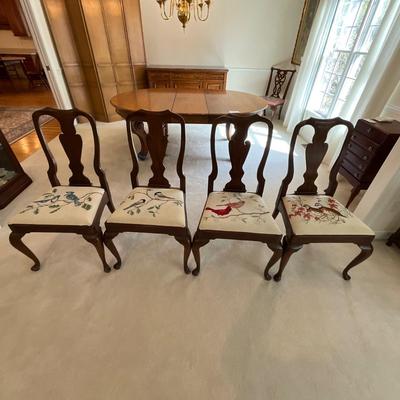 D1172 Set of 6 Chippendale Needlepoint Upholstered Chairs