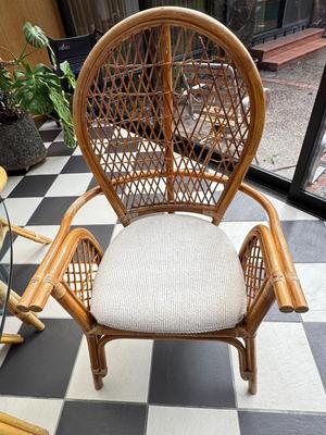 Vintage Bamboo Glass Dinette Table and 4 Chairs