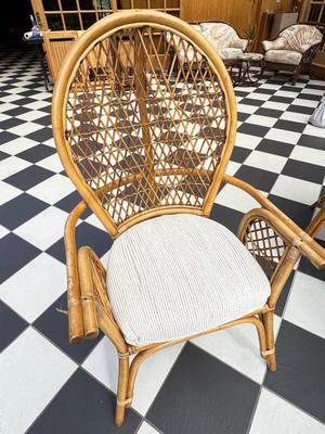Vintage Bamboo Glass Dinette Table and 4 Chairs