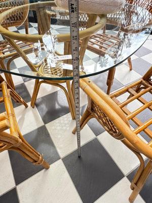 Vintage Bamboo Glass Dinette Table and 4 Chairs