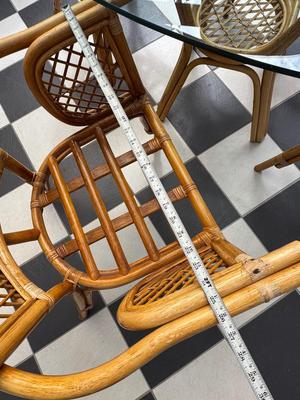 Vintage Bamboo Glass Dinette Table and 4 Chairs