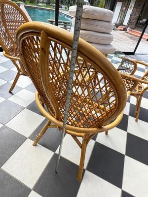 Vintage Bamboo Glass Dinette Table and 4 Chairs