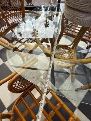 Vintage Bamboo Glass Dinette Table and 4 Chairs
