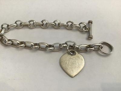 925 Silver Chunky Heart Toogle Bracelet