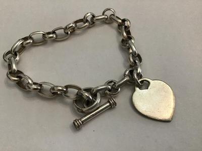 925 Silver Chunky Heart Toogle Bracelet