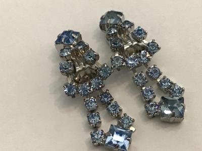 Blue Ice Vintage Clip on Earrings
