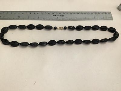 Vintage Knotted Black Glass Necklace