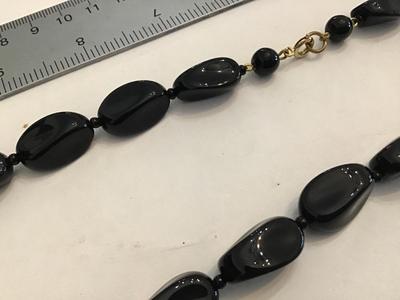 Vintage Knotted Black Glass Necklace