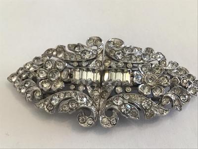 Gorgeous Art Deco Trafari Dress Clip Crystal Rhinestone