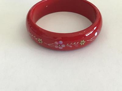 Red Bangle Bracelet with Inlay