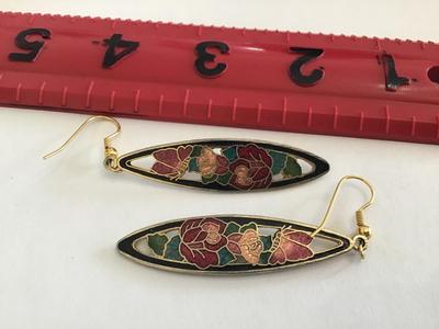 Cloisonne Long Earrings floral