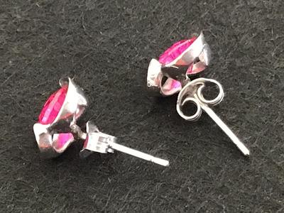 925 Pink Stone Silver Earrings